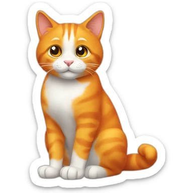 The orange cat is sitting and has raised its front paw sticker