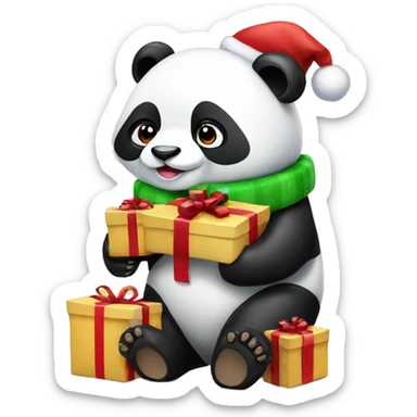 A panda with Christmas gifts  sticker