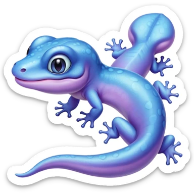cute little blue and purple pastel salamander with big blue eyes  sticker