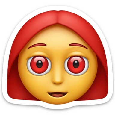 Crea un emoji kn los ojos ojos rojos, achinados sticker
