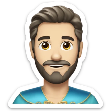 Dark haired white man with beard in a princess dress on the Eiffel tower  sticker