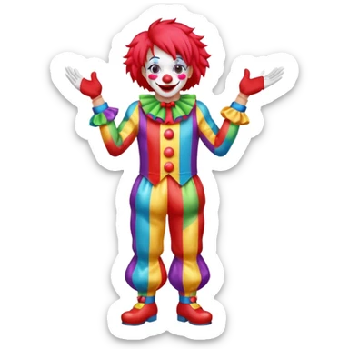 Clown – Bright makeup, red nose, colorful wig, exaggerated smile, full body sticker
