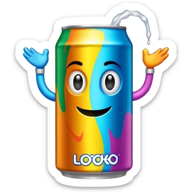 a jungle juice flavored four loko outstretching its arms for a hug sticker