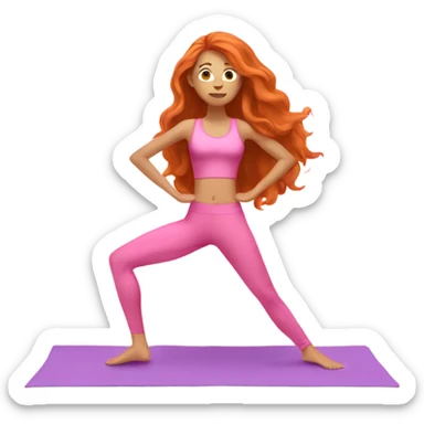 long hair ginger doing yoga in pink clothes sticker