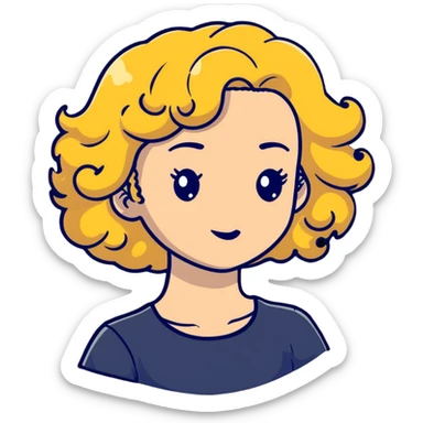 blond girl with curly hair sticker