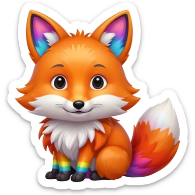 cute fox with a rainbow sticker