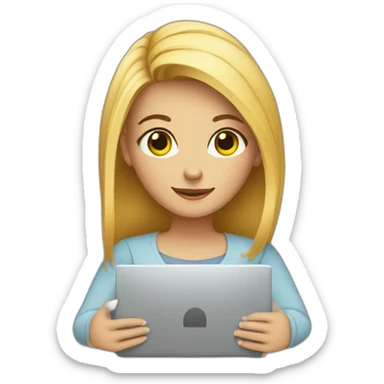 a cute young woman who uses a computer sticker