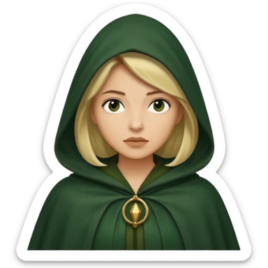 woman waring dark green cloak like in the traitors tv show sticker