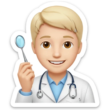 dentist, white coat, cheerful sticker