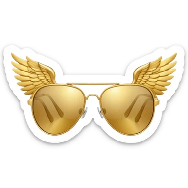 fancy gold  sunglasses with wings sticker