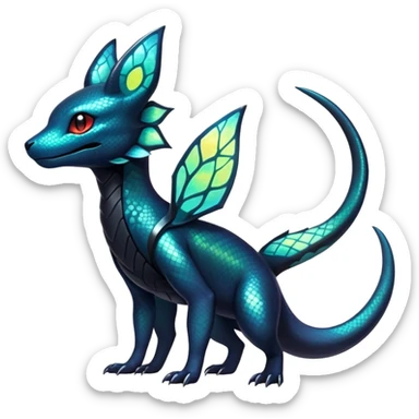 Colorful Iridescent Exotic Salandit-Aurorus-Umbreon-Fakémon-hybrid-creature (full body)  sticker