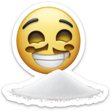 happy emoji with a pile of salt sticker