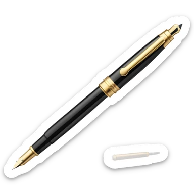 3D perspective academic premium golden luxury black Fountain Pe sticker