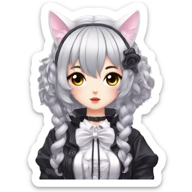 Edgy Kawaii Cute Cool Beautiful Elegant Pretty Anime Lolita Techwear Gothic Catgirl sticker