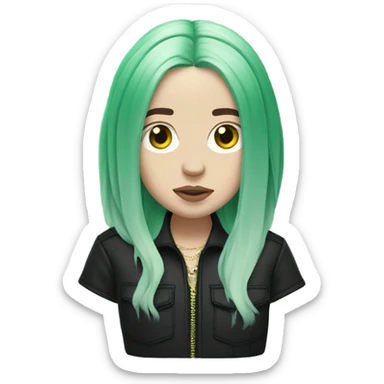 Billie eilish with green hair  sticker