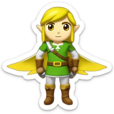 Link de the legned of zelda sur un oiseau rouge avec le dessous de ses aille blanches et un bec jaune sticker
