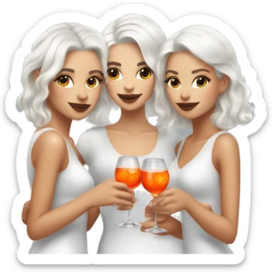 Three beautiful girls (white Hair) drinking aperol   sticker