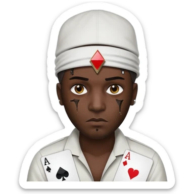 He Shot bullet on his head gangsta poker face sticker