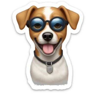 small mutt dog with mow hawk and sunglasses sticker