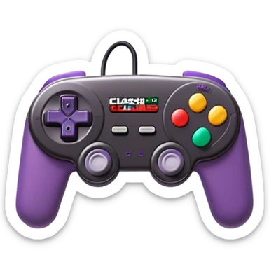 Clash of Clans aesthetic: Cinematic Playful SNES Controller Portrait Emoji, rendered in a 3D vector-style similar to standard emojis with minimal shading and bold, simplified shapes. A compact, distinct form with signature details, softly glowing with a nostalgic gaming charm. Simplified yet unmistakably iconic, highly detailed and consistent, glowing with a soft radiance and high shine. Stylized with a touch of retro gaming magic and a soft glowing outline, capturing the essence of a beloved gaming relic with a friendly, playful manner! sticker