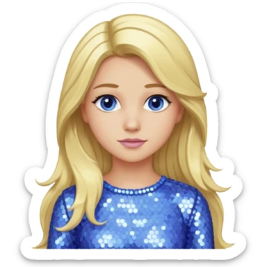 Skyler Shaye with long blonde hair, periwinkle sequin outfit sticker