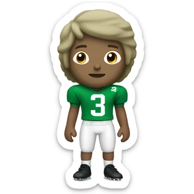 white Football player in green and white jersey wearing number 3 sticker