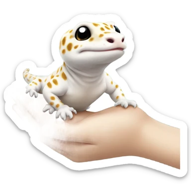 White leopard gecko in hand sticker