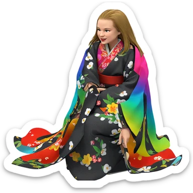 japanese girl in kimono sticker