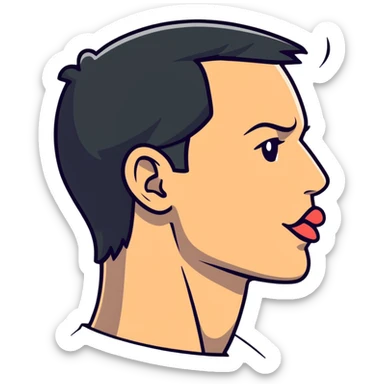 clear side profile of a man sticking his tongue out, complete side view showing the side of face sticker