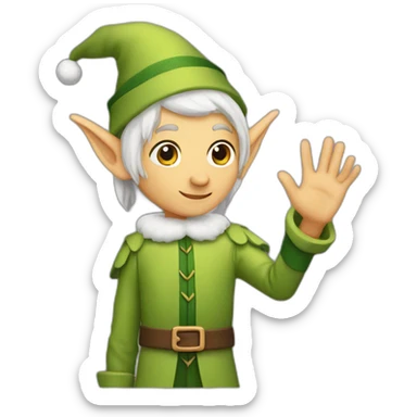 elf waving hand sticker