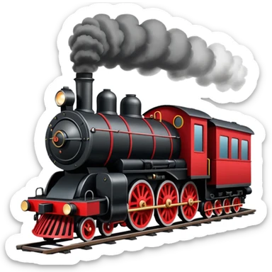 straight on view of an old-fashion steam train coming down the tracks sticker