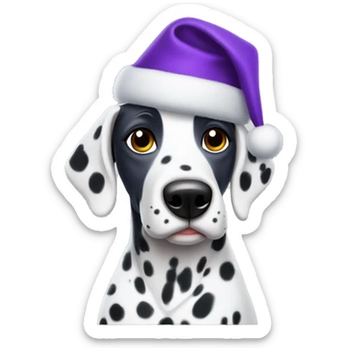 Dalmatian wearing purple Christmas hat sticker