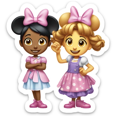 Minnie and daisy together as little girls sticker