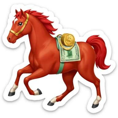red horse agressive running money sticker