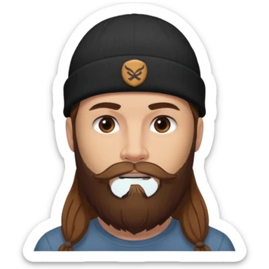 Jared Woosley (long hair, beard, tattoos, and hat). sticker