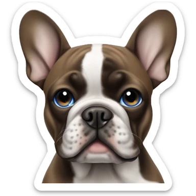 black french bulldog, 1 blue eye, 1 blue and brown eye mixed sticker