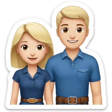 Girl belt over in front of the guy sticker