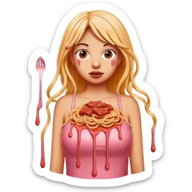  SPAM meat melted pink dripping sauce spaghetti dress monalisa portrait sticker