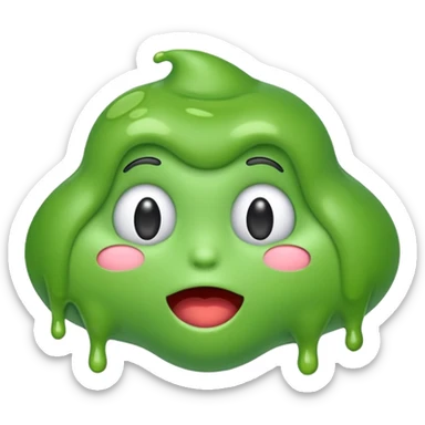 emoji representing AI slop, green and goopy, expressive, playful sticker