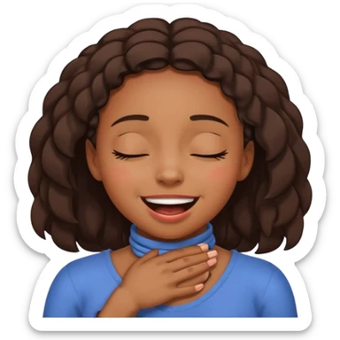 Black girl smiling eyes closed while choking herself on her neck  sticker