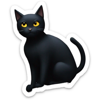 a dark black cat in a batman suit on a building sticker