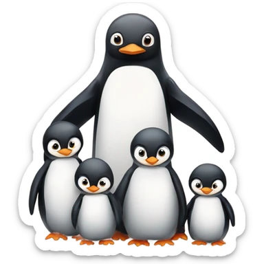 Mommy penguin with 3 baby penguins  sticker