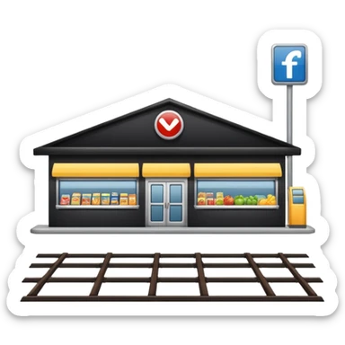 a supermarket next to a train station sticker