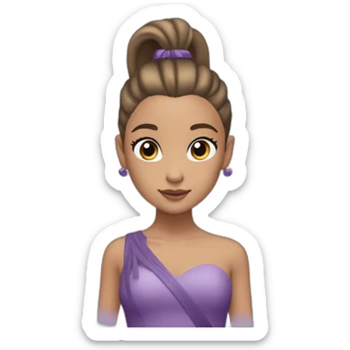 ariana grande with a straight-haired ponytail in a purple puffy dress sticker
