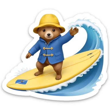 paddington bear surfing a wave sticker
