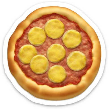 small round pizza bread no cheese and no pepperoni with minced meat on top and a slice of lemon sticker