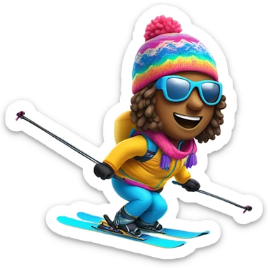 Plump hippie on skis sticker