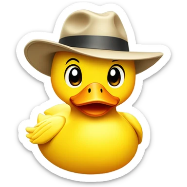 Yellow Duck with a safari hat on sticker