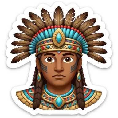 Ancient Toltec warrior with ornate headdress sticker