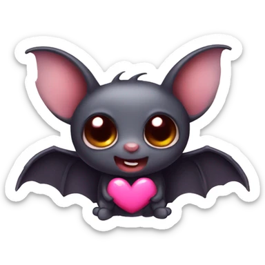 cute bat with heart eyes  sticker
